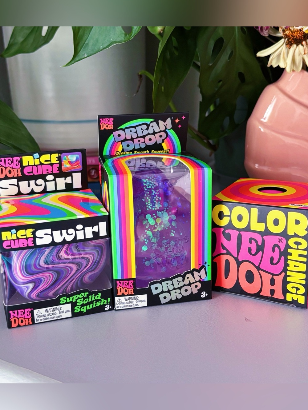 NeeDoh 3 Piece Sensory Toy Bundle Dream Drop Nice Cube Color Change NWT